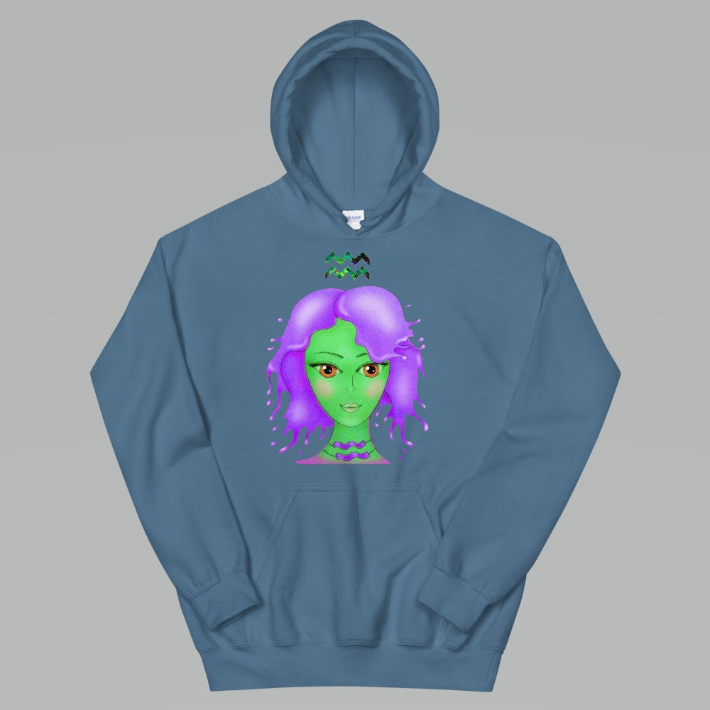 Athletic Casualwear Hoodie for Women- Aquarius Sun Sign. WickedYo.